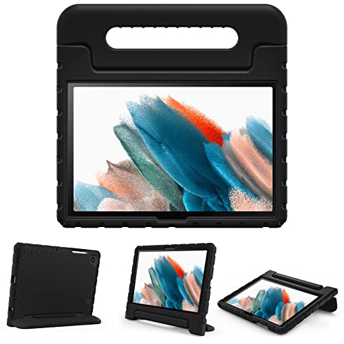 ProCase Kinder Hülle mit Kickstand für 10.5 Zoll Galaxy Tab A8 2022 (SM-X200/ X205) Ultra Leicht Kids Case Stoßfest Robust Kind Schutzhülle mit Umwandelbar Handgriff Standfunktion -Schwarz von ProCase