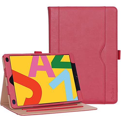 ProCase Klapp Hülle für iPad 10.2 Zoll 2021 9th /2020 8th /2019 7th Gen, Vintage PU-Leder Ständer Schutzhülle Folio Case Cover -Rot von ProCase