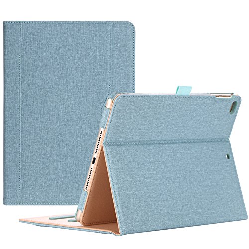 ProCase Leder Hülle mit Stifthalter für iPad 9.7 Zoll 2018/2017 (6th 5th Gen), iPad Air 2, iPad Air Schutzhülle Case PU-Leder Klapphülle mit Multi- Stand für iPad 9.7 Zoll -Knickente von ProCase