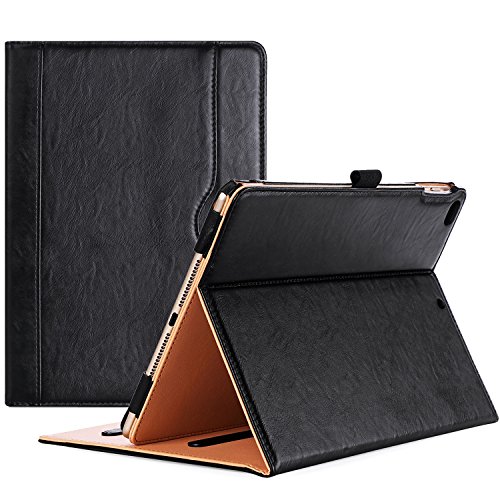 ProCase Leder Hülle mit Stifthalter für iPad 9.7 Zoll 2018/2017 (6th 5th Gen), iPad Air 2, iPad Air Schutzhülle Case PU-Leder Klapphülle mit Multi- Stand für iPad 9.7 Zoll -Schwarz von ProCase