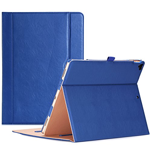 ProCase Leder Stand Folio Hülle für 2017 iPad Pro 12.9 Zoll (A1670 A1671) und 2015 iPad Pro 12.9" (A1584 A1652),Mit Mehre Blickwinkeln, Auto Sleep/Wake, Dokumentenkarte Tasche -Navy von ProCase