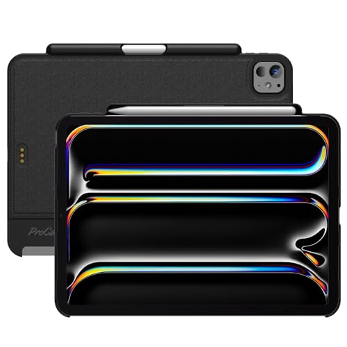 ProCase Magic Keyboard Kompatibel Hülle für iPad Pro 11'' 2024 M4- Magnet Slim Cover mit Stifthalter [Tastatur Nicht enthalten]- Schwarz von ProCase
