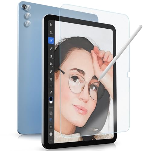 ProCase Paper Feel Schutzfolie für iPad 10. Generation 10,9 Zoll 2022, 9H Gehärtetes Glas mit 3 Stück Kamera Schutz Bildschirm, Screen Protector Folie Schutzglas Displayschutzfolie für iPad 10th von ProCase