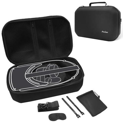 ProCase Schutzhülle für Meta Quest 2, Gamepad Controller Zubehör Hard Stoßfeste Tragetasche Storage Case mit Schultergurt für Oculus Quest 2 3D VR Headset Brille Eva Tasche -Schwarz von ProCase
