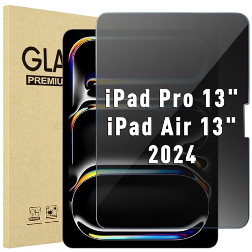 ProCase 1 Stück Sichtschutz Panzer Schutzfolie Glas für 2024 13" iPad Air (M2) / iPad Pro (M4) Anti Spy Privacy Folie Blickschutz Schutzglas von ProCase