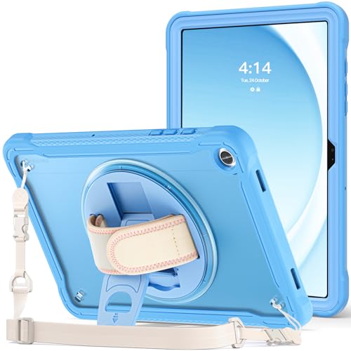 ProCase Stoßfeste Hülle für Samsung Galaxy Tab A9+ /A9 Plus 11 Zoll 2023 (SM-X210), Robuste Schutzhülle mit Handschlaufe 360 Drehständer Kickstand Cover Case für 11" Galaxy Tab A9+/A9 Plus -Blau von ProCase