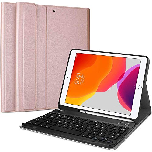 ProCase US-English Keyboard Case for iPad 10.2 Inch 2021 9th /2020 8th /2019 7th Gen, Lightweight Smart Cover with Magnetically Detachable Keyboard –Rosegold von ProCase