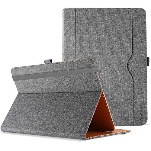 ProCase Universal Hülle für Tablet bis 10.1 Zoll Case Verstellbar Cover 9 9.7 Zoll mit Multi Blickwinkeln Kartentasche, PU Lederständer Klapphülle für 9" 10" 10.1" Tablet -Grau von ProCase