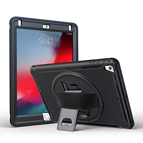 ProCase iPad 9.7 Hülle 2018 iPad 6th Gen / 2017 iPad 5th Gen Cover, iPad Pro 9.7 Hülle, iPad Air 1/2 Hülle, Robust Schwerlast Sroßfest Schutzhülle mit Griff und Drehbarem Ständer für iPad 9.7 –Schwarz von ProCase