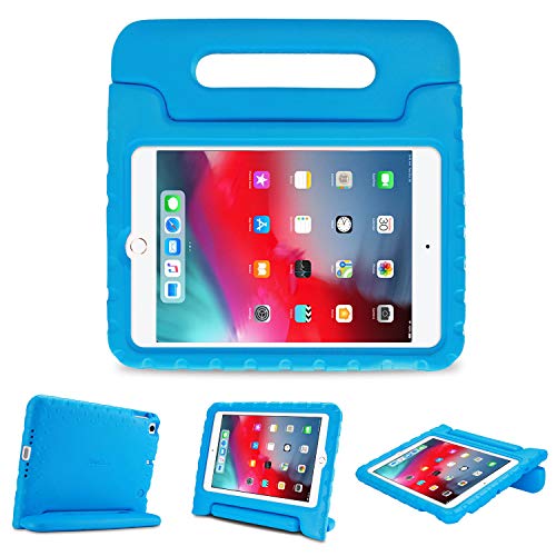 ProCase iPad Mini 5/ Mini 4 Kinderhülle Stoßfest Weich Silikon Hülle für Kinder, mit umwandelbarer Handgriff Handle, Leicht Schutzhülle Stand Case Cover für iPad Mini 5 2019/ Mini 4 2015 –Blau von ProCase