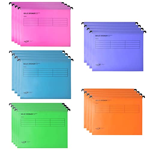 ProChosen A4-Hängemappen, 20 Stück, Schrankaufhängung, zum Aufhängen von Ordnern, mit Registern und Einsätzen, für Schule, Zuhause, Arbeit, Büro, Organisation (5 Farben), verstärkte Ober- und von ProChosen