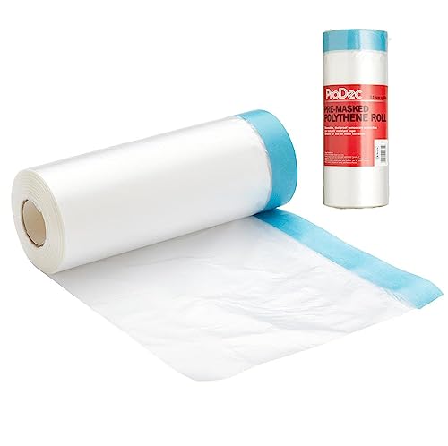 ProDec – 110 cm x 25 m extra robuste vorab abgedeckte Polyethylen-Schutzfolienrolle, staubdicht und wasserdicht, ideal zum Abdecken und Schützen von Böden und Möbeln bei Streicharbeiten und Dekorieren von ProDec