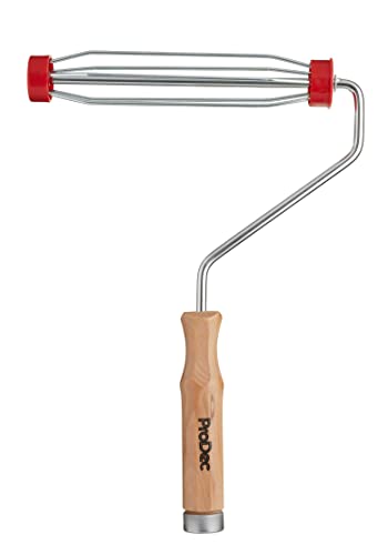 ProDec 225 mm x 38 mm Holzgriff in Handwerksqualität, professioneller Farbrollerrahmen mit rutschfestem 5-Draht-Käfig und verschraubtem Griff für Verlängerungsstange von ProDec