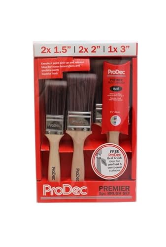 ProDec 7-teilig – Synthetisches Pinselset von Premier Trade für glattes Finish bei Streicharbeiten mit Dispersions-, Glanz- und Satinfarben an Wänden, Decken, Holz und Metall von ProDec