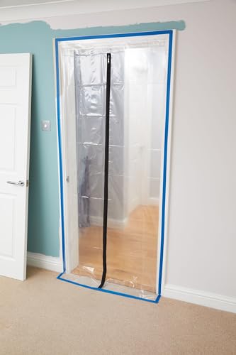 ProDec Tür-Staubschutz mit Reißverschluss, robuste transparente Polyethylenfolie zur Verhinderung von Staubübertragung zwischen Raumbereichen bei Renovierungen, Bauarbeiten und Bauarbeiten von ProDec