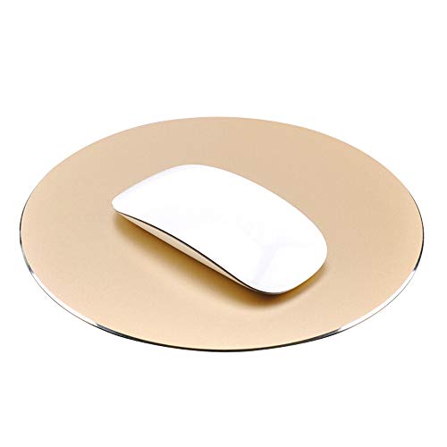 proelife Premium Aluminium Metall Maus Pad/Matte Mäuse Pad/Matte für Apple Magic Maus Microsoft Logitech TeckNet Razer Maus/Mäuse, Metal Mouse Pad-Round-Gold Colour, Mouse Pad von ProElife