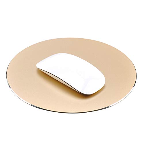 ProElife Premium-Aluminium-Metall-Mauspad/-Matte für Apple, Magic Mouse, Microsoft, Logitech, Tecknet, Razer, Metal Mouse Pad-Round-Gold Colour, Mouse Pad von ProElife