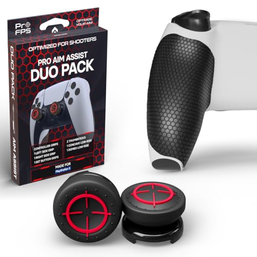 ProFPS PS5 Zubehör - Antislip PS5 Controller Grip & 2X PS5 Controller Sticks (Duo Pack) - PS5 Controller Zubehör für Aimbot & PS5 Sticks Bewegung Verbessern - PS5 Accessories & Playstation Zubehör von ProFPS