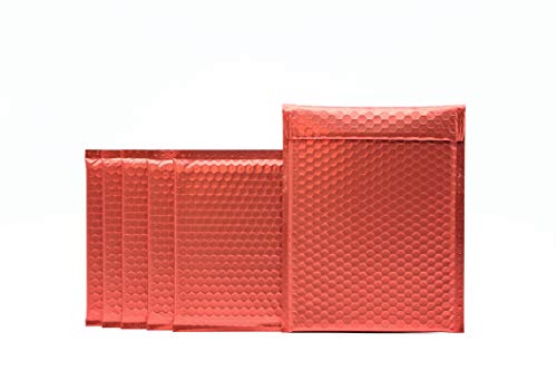ProLine #0 Luftpolster-Versandtaschen, extra breit, matt, metallisch, Rot, 25 Stück von ProLine Packaging