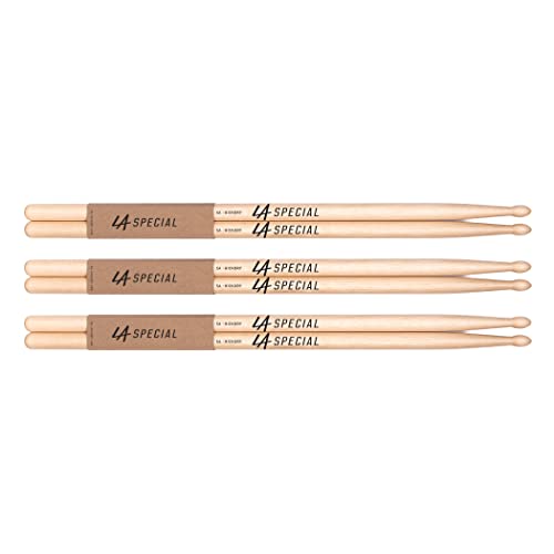 LA Specials Drumsticks | Schlagzeug Sticks | 5A Hickory Drumsticks, ovaler Holzkopf, drei Paare von ProMark