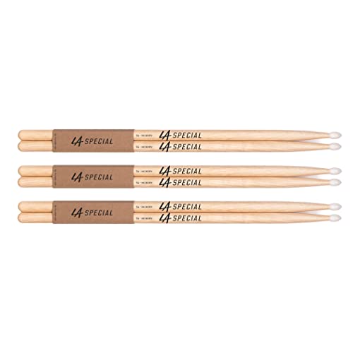 LA Specials Drumsticks | Schlagzeug Sticks | 5A Hickory Drumsticks, ovaler Nylonkopf, drei Paare von ProMark