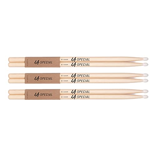 LA Specials Drumsticks | Schlagzeug Sticks | 5B Hickory Drumsticks, ovaler Nylonkopf, drei Paare von ProMark