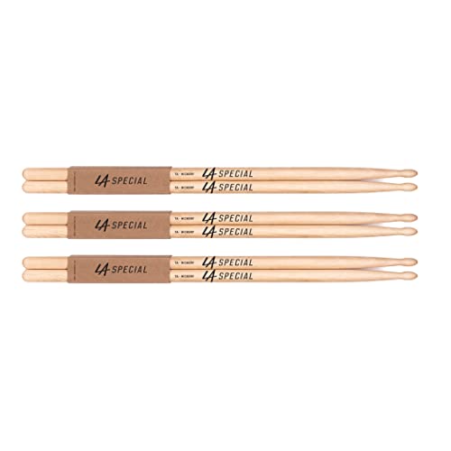 LA Specials Drumsticks | Schlagzeug Sticks | 7A Hickory Drumsticks, ovaler Holzkopf, drei Paare von ProMark