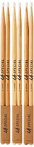 LA Specials Drumsticks | Schlagzeug Sticks | 7A Hickory Drumsticks, ovaler Nylonkopf, drei Paare von ProMark