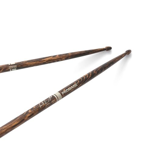 ProMark Drumsticks - Larnell Lewis Signature FireGrain 5AB Drumstick - Drumstick-Set - Large Runder Holzkopf - Lackiertes Hickory - 1 Paar von ProMark