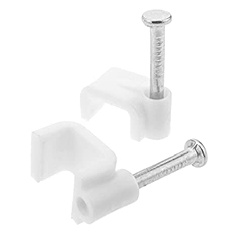 Nägel mit flacher Kabelklemme 5 mm weiß 100 Stück von NOASR
