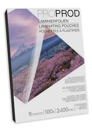 ProProd - Laminierfolien / Laminiertaschen - A3 2x100 Mikron - 100 Stück - Glänzend von ProProd
