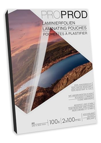 ProProd - Laminierfolien / Laminiertaschen - A4 2x100 Mikron - 100 Stück - Glänzend von ProProd