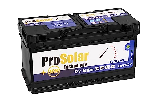 ProSolar AGM Batterie 12v 140Ah Solarbatterie akku Solar Deep Cycle Verbraucherbatterie Wohnwagen Versorgungsbatterie Bootsbatterie 140 Ah von ProSolar