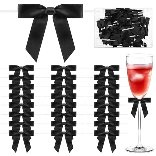 60 schwarze Schleifen, 6,3 cm, schwarze Schleifen für Geschenkverpackungen, Basteln, Kuchendekoration, Satinband-Schleifen für Hochzeit, Geburtstag, Party-Dekorationen 60 schwarze Schleifen, 6,3 cm, schwarze Schleifen für Geschenkverpackungen, Basteln, Kuchendekoration, Satinband-Schleifen für Hochzeit, Geburtstag, Party-Dekorationen von ProSuites