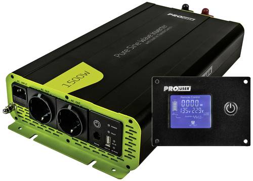 ProUser Wechselrichter PSI1500TX 1500W 12V - 230 V/AC inkl. Fernbedienung, USV-Funktion, Netzvorrang von ProUser