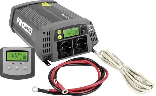 ProUser Wechselrichter Sinus PSI600 600W 12 V/DC - 230 V/AC, 5.2 V/DC inkl. Fernbedienung von ProUser