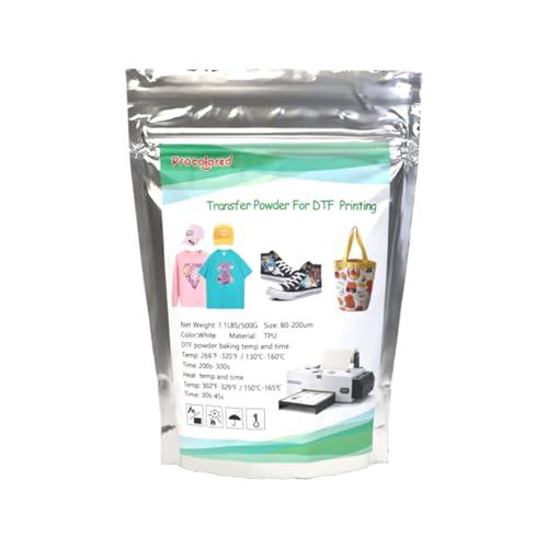 Procolored 1 kg DTF-Pulver, Heißschmelzklebstoff-DTF-Pulver, funktioniert mit DTF-Transferfolie und DTF-Drucker für Materialgewebe von Procolored
