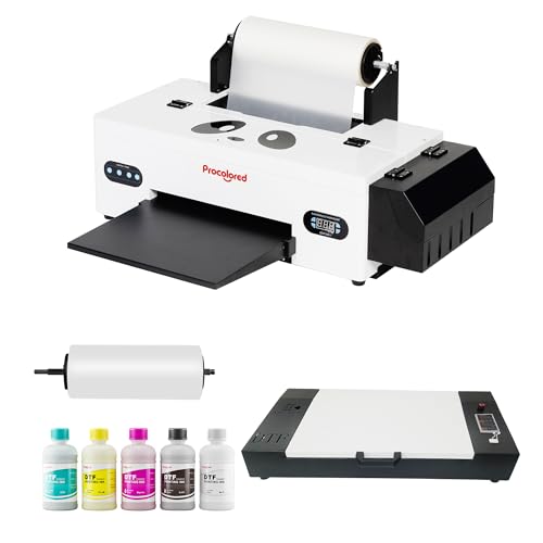 Procolored L1800 DTF-Drucker mit Rollenzuführung, T-Shirt-Drucker für dunkle und helle Kleidung (DTF-Drucker + Ofen + Rollfilm + Tinte + Pulver) von Procolored