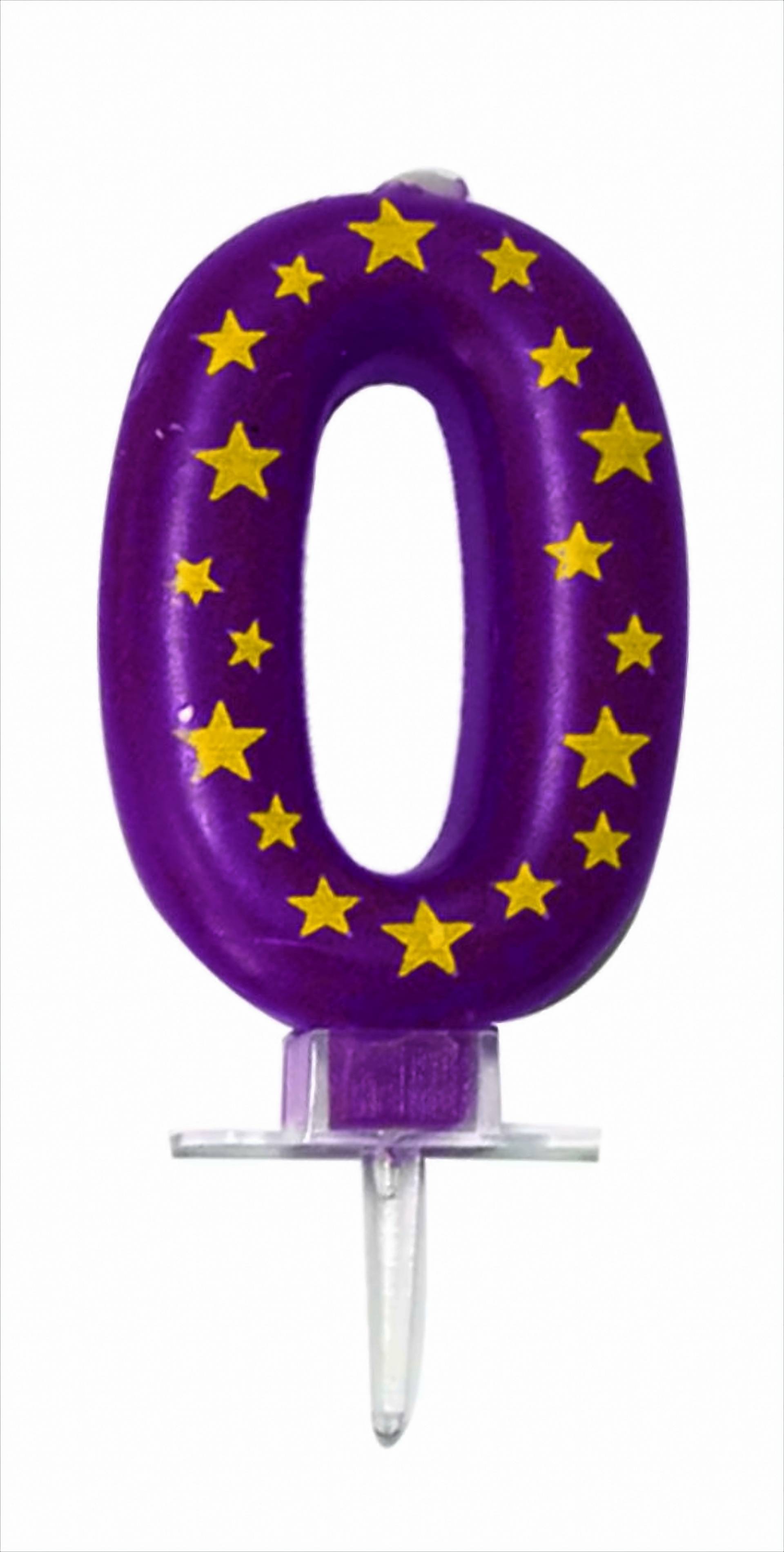 Geburtstagskerze Zahl 0 Farbe violett von Procos