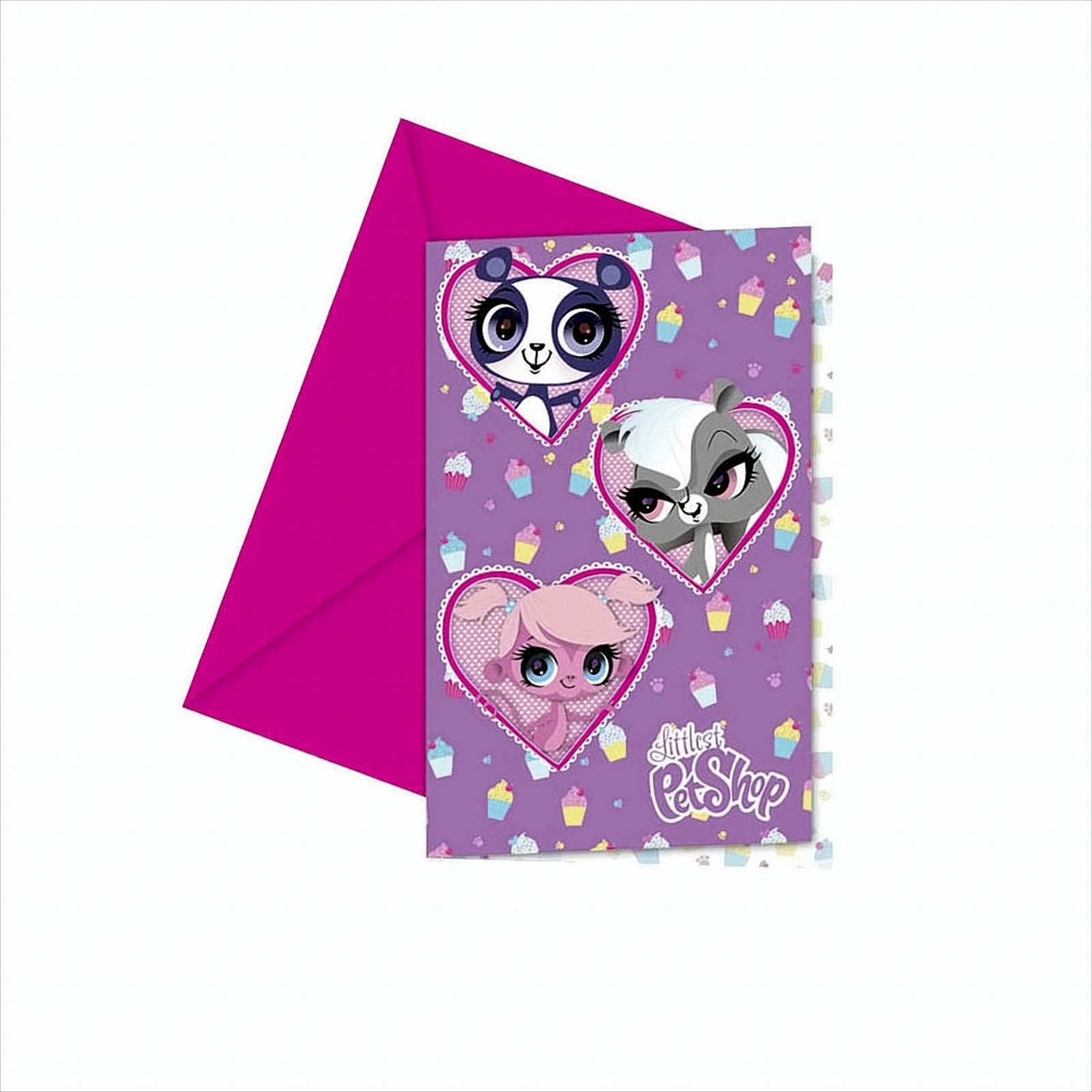 Littlest Pet Shop Muffin Einladungskarten mit Umschlag von Procos