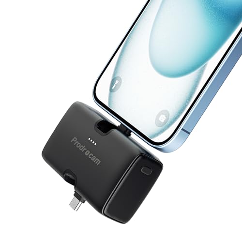 Powerbank 4500mAh für iPhone/Android, Externer Handyakku Dual Port Tragbares Ladegerät Quick Kompatibel mit iPhone 15/14/13/12/11/X/8, für Samsung/Oneplus/LG Serie (Schwarz) von Prodrocam
