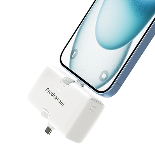 Powerbank 4500mAh für iPhone/Android, Externer Handyakku Dual Port Tragbares Ladegerät Quick Kompatibel mit iPhone 15/14/13/12/11/X/8, für Samsung/Oneplus/LG Serie (Weiß) von Prodrocam