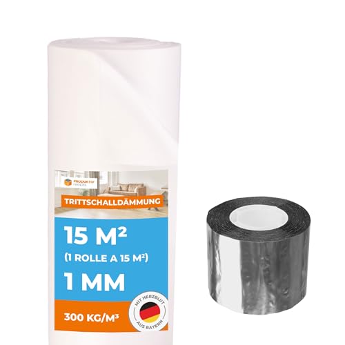 Trittschalldämmung Vinyl 15 m² | Premium Vinylunterlage 1mm stark | 1 Rolle Klick Vinyl Unterlage & 1 Rolle Alu Dichtband | gute Schall- und Wärmedämmung | Fußbodenheizung geeignet Trittschalldämmung Vinyl 15 m² | Premium Vinylunterlage 1mm stark | 1 Rolle Klick Vinyl Unterlage & 1 Rolle Alu Dichtband | gute Schall- und Wärmedämmung | Fußbodenheizung geeignet von Produktiv Handel
