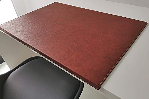 Gewinkelte Schreibtischunterlage in Lora Leder 60 x 38 cognac braun von Profi-Mats