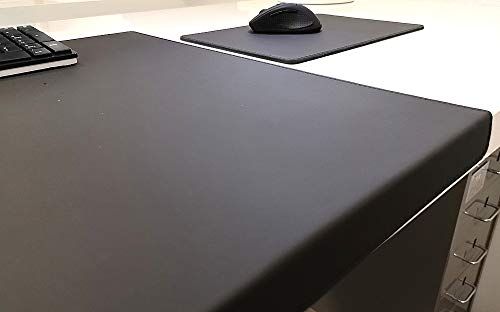 Gewinkelte Schreibtischunterlage mit Kantenschutz + Mousepad Echt Leder Schwarz 70 x 47cm Echt Rindsleder glatt von Profi-Mats