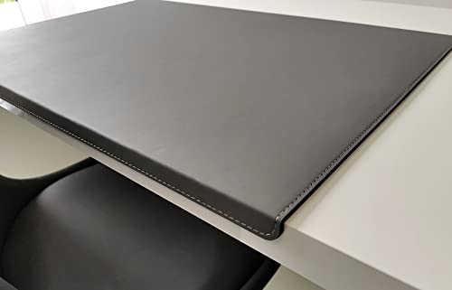Gewinkelte Schreibtischunterlage mit Kantenschutz Echt Leder Rindsleder 70cm x 48cm Grau von Profi-Mats