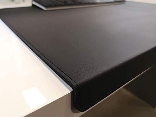 Gewinkelte Schreibtischunterlage mit Kantenschutz Echt Leder Schwarz 60 x 38cm Echt Rindsleder glatt ohne Mousepad von Profi-Mats