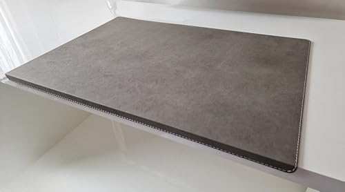 Gewinkelte Schreibtischunterlage mit Kantenschutz Nubuk Leder 60 x 38 Grau von Profi-Mats