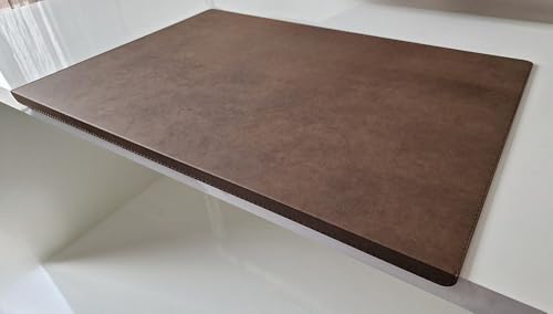 Gewinkelte Schreibtischunterlage mit Kantenschutz Nubuk Leder 90 x 47 Braun von Profi-Mats