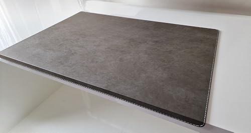 Gewinkelte Schreibtischunterlage mit Kantenschutz Nubuk Leder 90 x 47 Grau von Profi-Mats